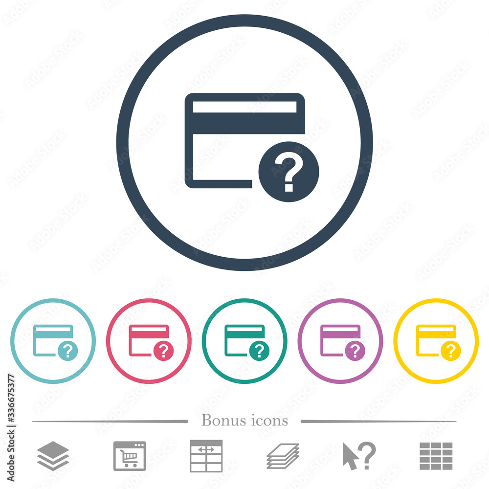 Unknown credit card flat color icons in round outlines Unknown credit card flat color icons in round outlines