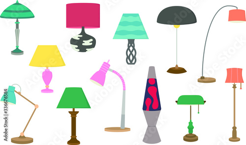 A set of lamp icon illustrations