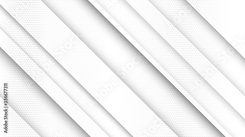 Abstract white and gray gradient background. Halftone dots design background. Gray dotted halftone backdrop. Vector Illustration. Geometric backdrop. Dotted texture template. Dots grunge texture.