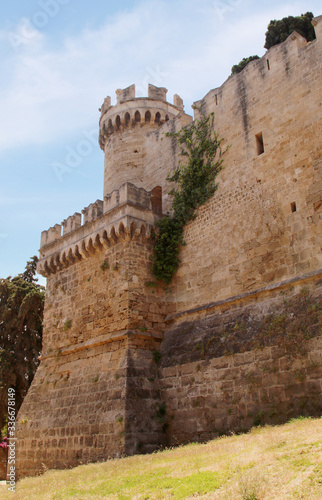Tower of the medieval fortress of the city of Rhodes, Saint Peter`s Tower, Rhodes fortress, Greece 