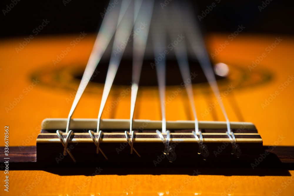 Fototapeta premium acoustic guitar strings close up