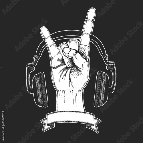 Rock heavy metal, hard rock music hand symbol. Vector icon.