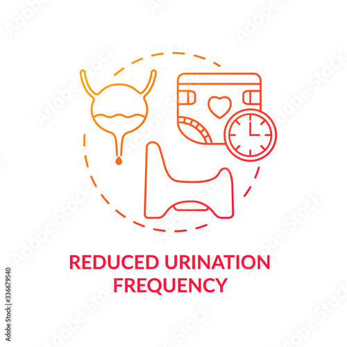 Reduced urination frequency red concept icon. Problem with digestive system sign. Unwell bladder. Rotavirus symptom idea thin line illustration. Vector isolated outline RGB color drawing