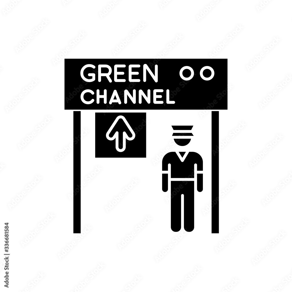 Green channel flat design long shadow glyph icon. Airport terminal