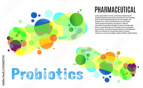 
Vector illustration of probiotics on a transparent background. Pharmaceutical bacteria or germs.