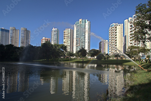 GOIANIA  BRAZIL - MARCH  2020  Flamboyant Park  this park is empty during quarantine because of COVID 19. On March  2020  Goiania City  Brazil.