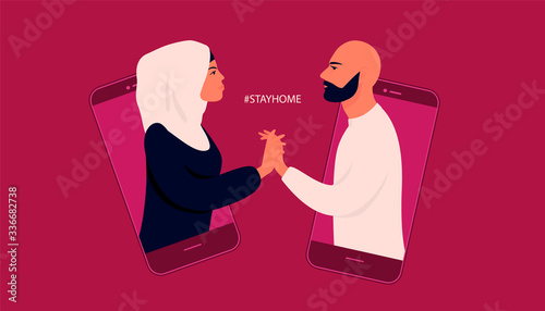 man and woman couple in love vector illustration