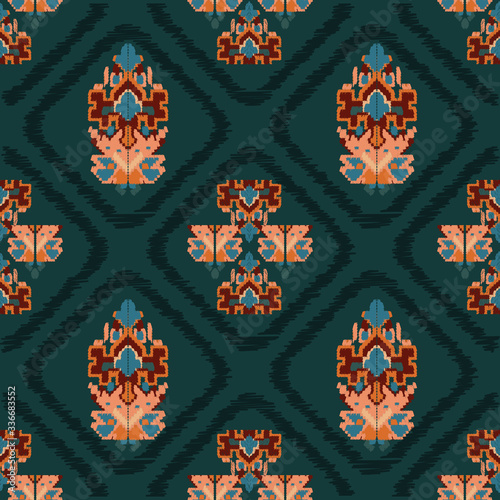 Drapery curves pagan tripe seamless pattern. Indian old surface background. Vector ornament