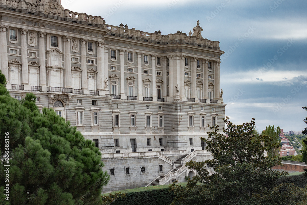 Madrid with historical buildings in summer