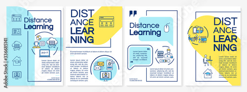 Distance learning, online lesson brochure template. Knowledge concept. Flyer, booklet, leaflet print, cover design with linear icons. Vector layouts for magazines, annual reports, advertising posters