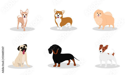 Set of different types of dogs. 