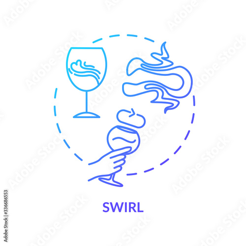 Swirl concept icon. Wine degustation tips, winetasting advice idea thin line illustration. Swirling wineglass to increase drink aroma. Vector isolated outline RGB color drawing