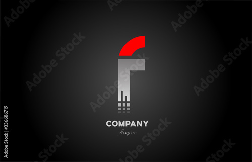 F red grey alphabet letter logo icon design for business and company