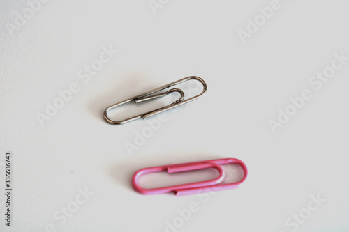 2 paper clips on a white background