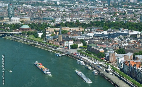 Aerial view of Düsseldorf in Germany seen from the Rhine tower