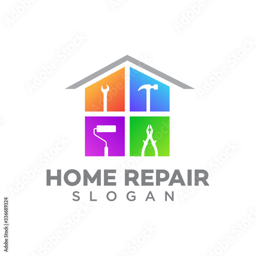 home repair logo design template vector