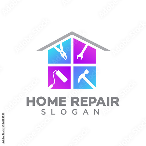 home repair logo design template vector