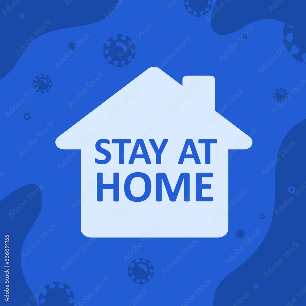 Vector illustration. Stay at home. An inscription urging people to stay at home during the epidemic. COVID-19. Stay at home inscription, lettering.