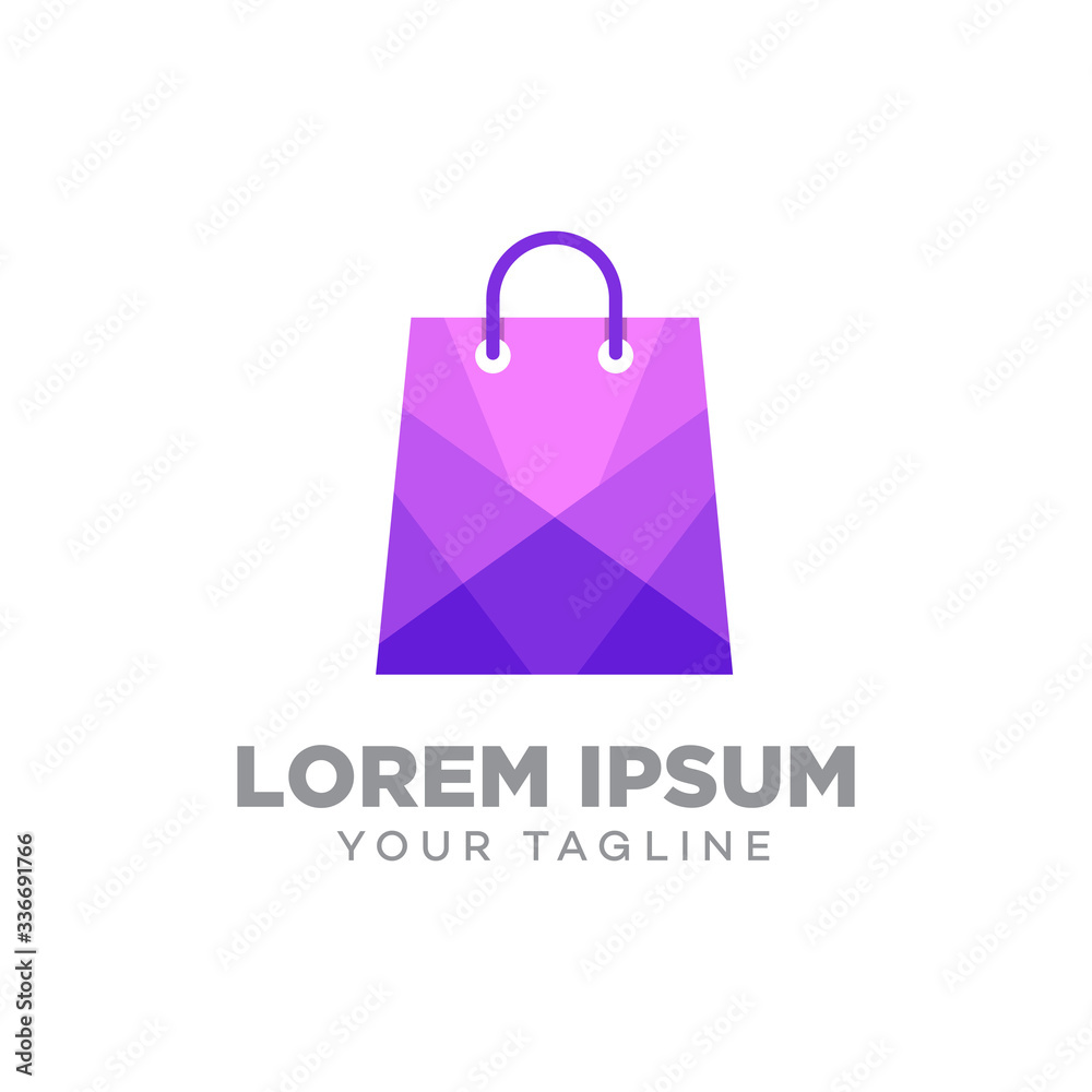 shopping bags logo design template vector, 3D colorful shopping bag ...