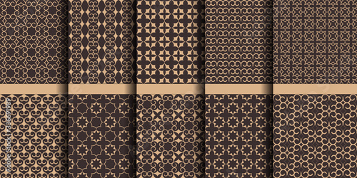 Luxury islamic seamless patterns, arabic decorative ornaments with stars and swirls