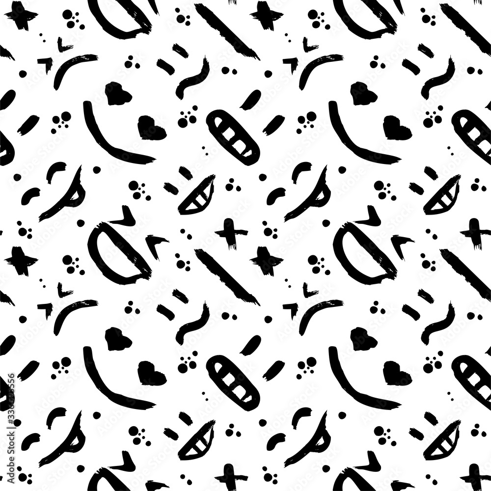 Vector seamless pattern with emoticons, emoji, kaomoji. Modern ...