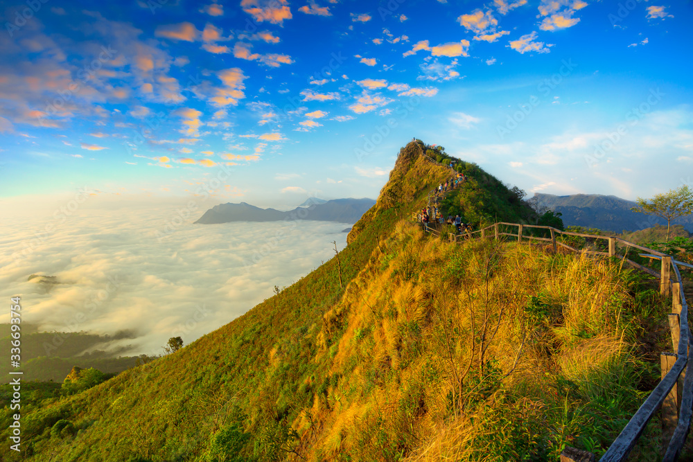 Phu chee dow mountain (phu chee dao/phu chi dao) , Beautiful landscape sunrise mountain in Chiang rai , Northern of Thailand 