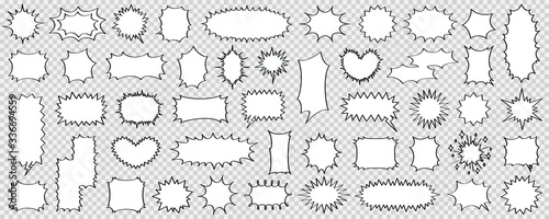 Black and white speech bubble set of various shapes