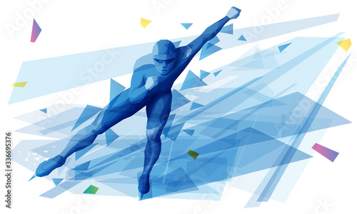 Speed ice skater running the track