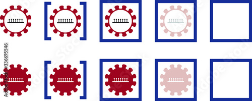 COVID 19 simplified graphic element that depicts the proces of controlling the epidemic. How to fight the pandemic.