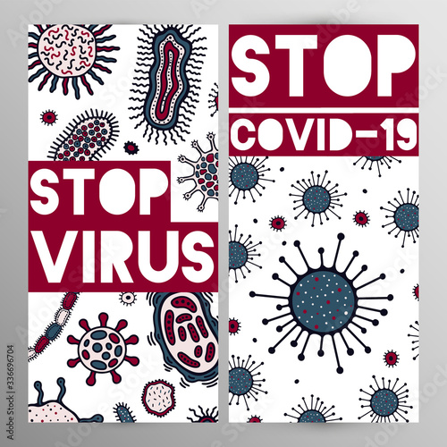 Coronovirus infection COVID-19 alert poster. 20th century pandemic,transmitted by airborne droplets.