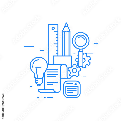 Education, science and learning abstract image, distance learning icons