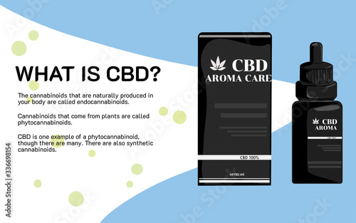 Cannabis product illustration, what is CBD, cannabis product with blue background