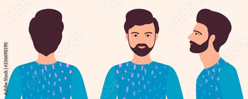man profile on isolated background concept colorful vector illustration
