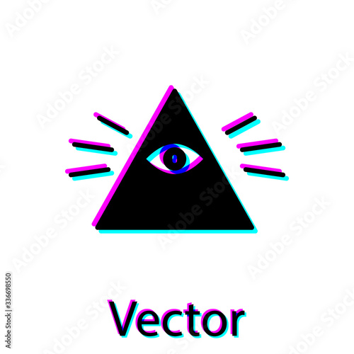 Black Masons symbol All-seeing eye of God icon isolated on white background. The eye of Providence in the triangle. Vector Illustration