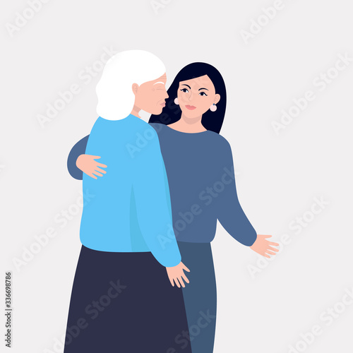 elderly people in a nursing home concept colorful vector illustration