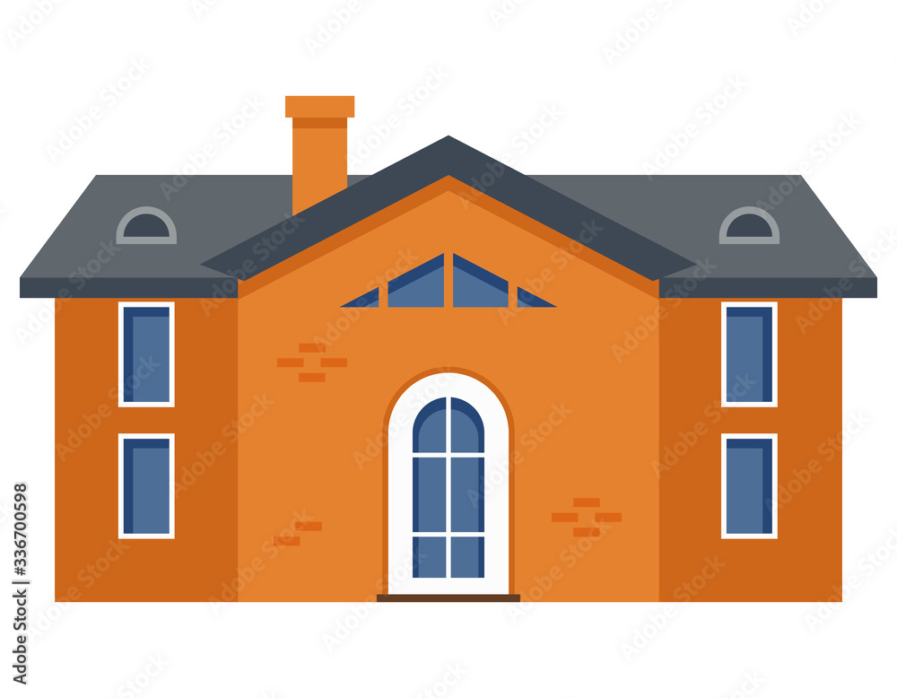 Two-storey residential building. Private house in flat style. Two-storey residential building. Private house in flat style.
