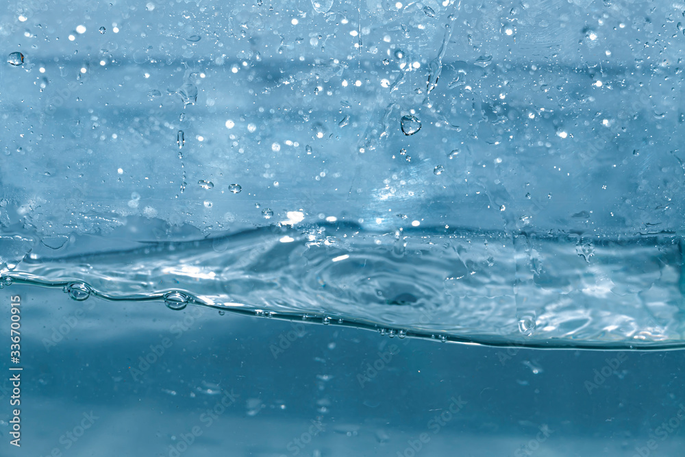 water splash with reflection, isolated on white background.