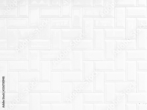 White vintage brick wall tiles design background for wallpaper.