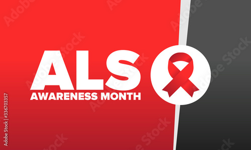 ALS Awareness Month. Amyotrophic lateral sclerosis. Annual campaign is held in May in United States. Control and protection. Prevention campaign. Medical health care concept. Vector illustration