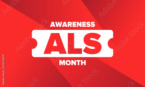 ALS Awareness Month. Amyotrophic lateral sclerosis. Annual campaign is held in May in United States. Control and protection. Prevention campaign. Medical health care concept. Vector illustration