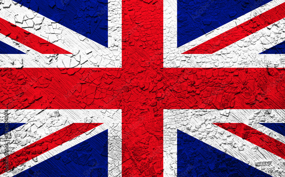 Fototapeta premium United Kingdom flag on crumbled wall