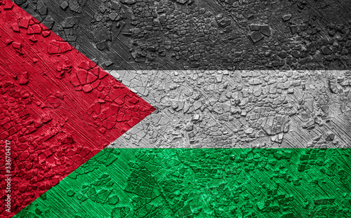 Schilderij op canvas Palestine flag on crumbling wall