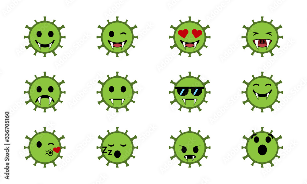 Obraz premium Coronavirus (covid 19) emoji set. Vector