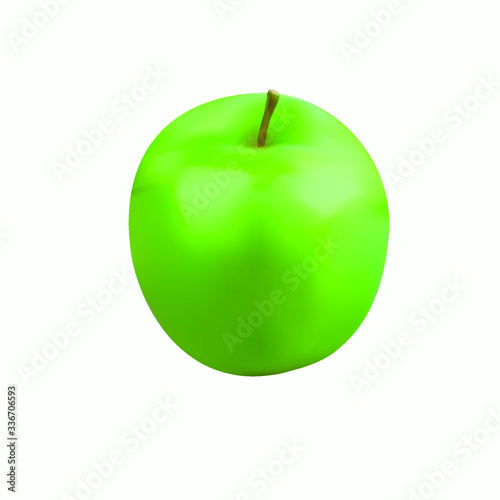 Realistic vector illustration of a green apple. Performed using the mesh gradient tool.