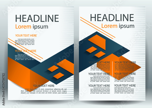 Front and back cover of modern business Abstract vector modern layout flyers brochure / design templates / annual report / booklet stationery with orange,white image size a4 CMYK Vector illustration