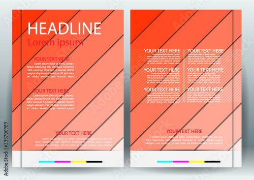 Front and back cover of modern business Abstract vector modern layout flyers brochure / design templates / annual report / booklet stationery with orange,white image size a4 CMYK Vector illustration