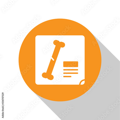 White X-ray shots icon isolated on white background. Orange circle button. Vector Illustration