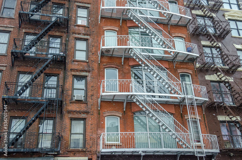 Typical New York City Apartments with Fire Escape Ladders