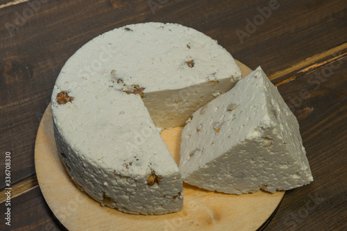 Cheese head and cut natural farm eco