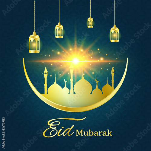 Eid Mubarak festival or Eid Al Fitr Template Design Background.Holy Day for Muslim and Islamic People.Suitable for poster, banner, campaign, and greeting card.Vector Illustration